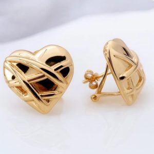 Aretes de Corazón 10k Estilo Omega