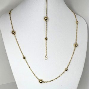 Set Cadena y Manilla de Oro 10K con Bolitas