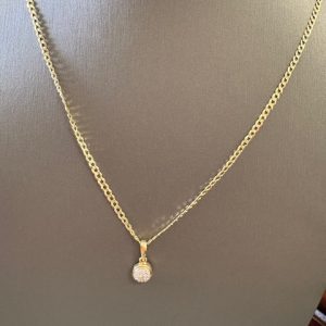 cadena con dije size 16 y dije diamante 10kt