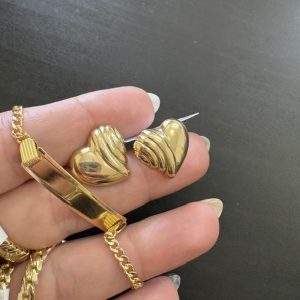 PULSERA BB  SIZE 6 Y ARETES MUJER 10KT